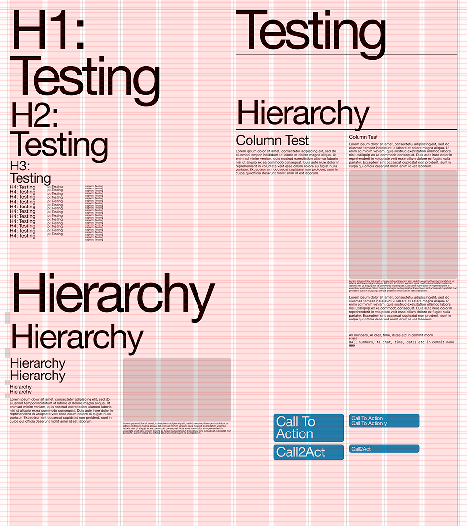 Initial pages with a baseline grid instead