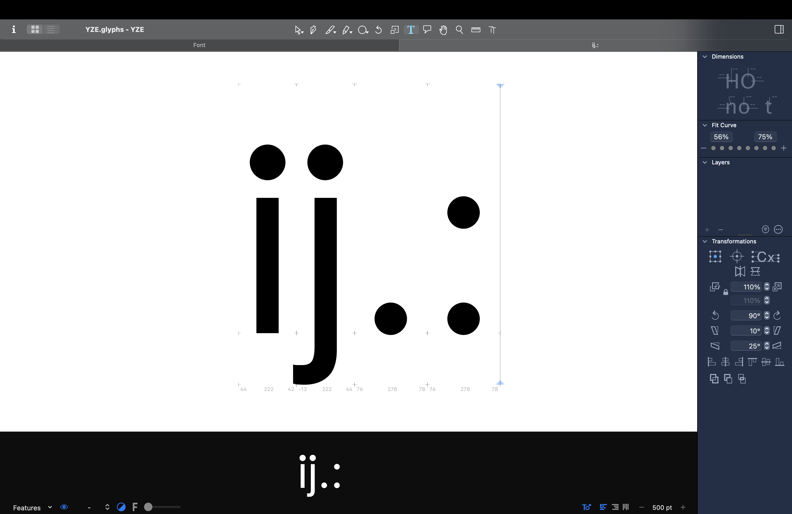 YZE Font Development Counters