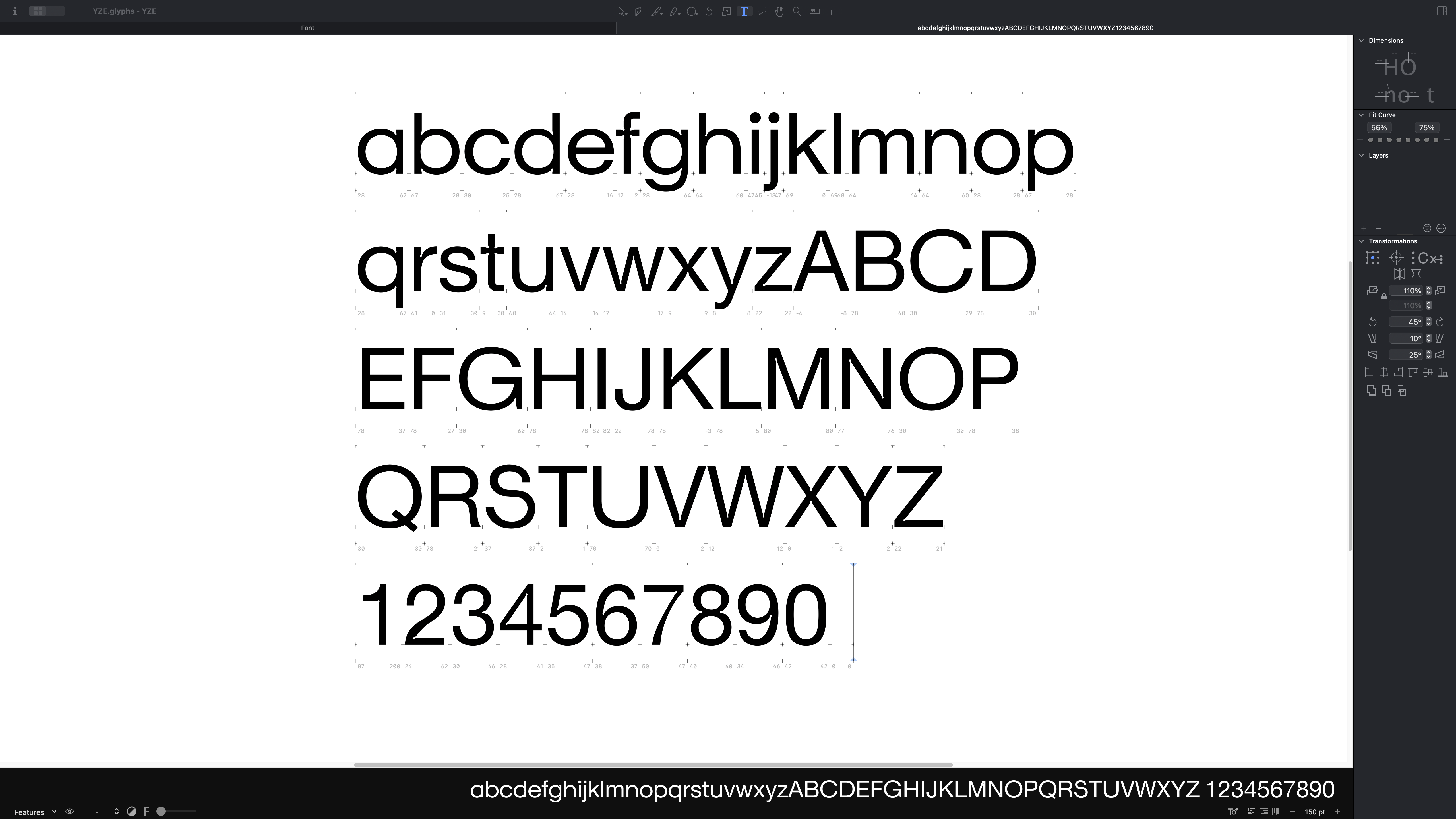 YZE Font Development Ink Traps