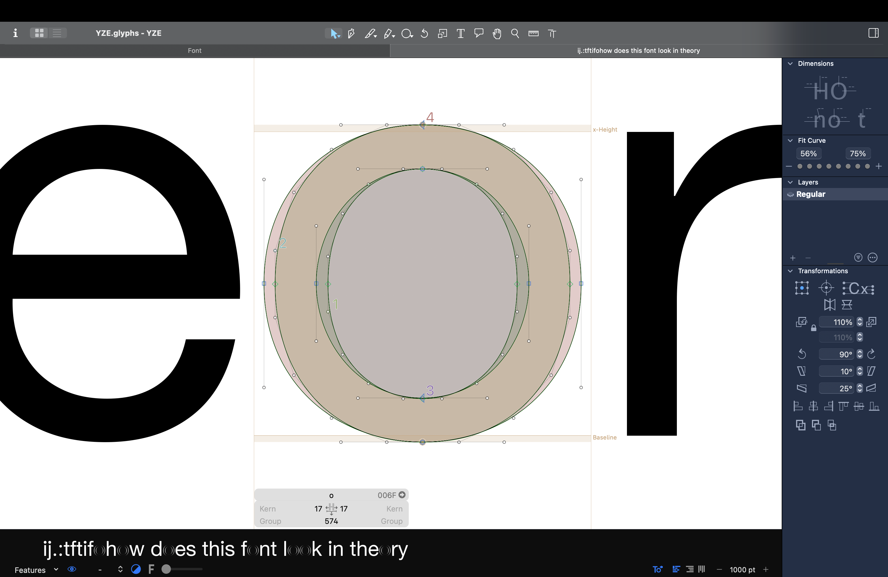 YZE Font Development Ink Trap
